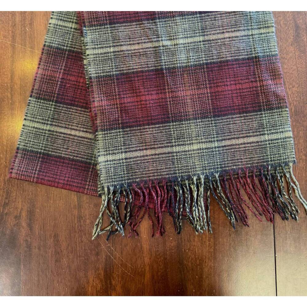 NEW SILVERSILK unisex premium cashmere scarf in green/burgundy